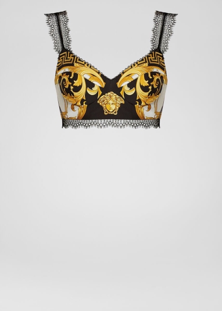 Top Bralette Versace Versace Barocco Rodeo Print Silk Dama | SOXNDEH-49